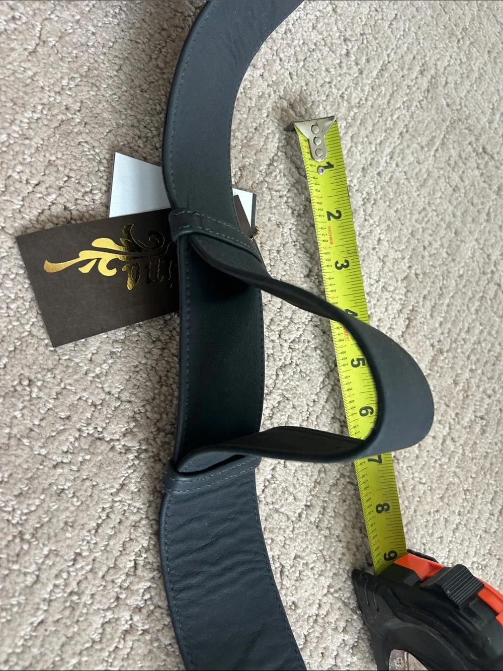 Black Elastic Waist Belt with Gold Leaf Detail